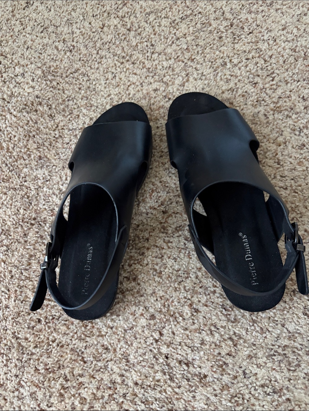 Pierre Dumas Black Open-Toe Slingback Sandals